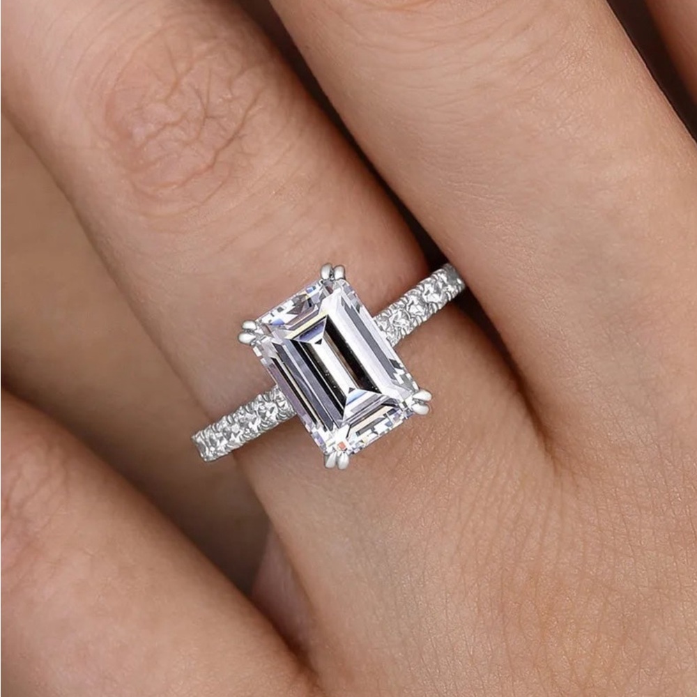 Solid 925 Sterling Silver Emerald Stone Engagemen… - image 6